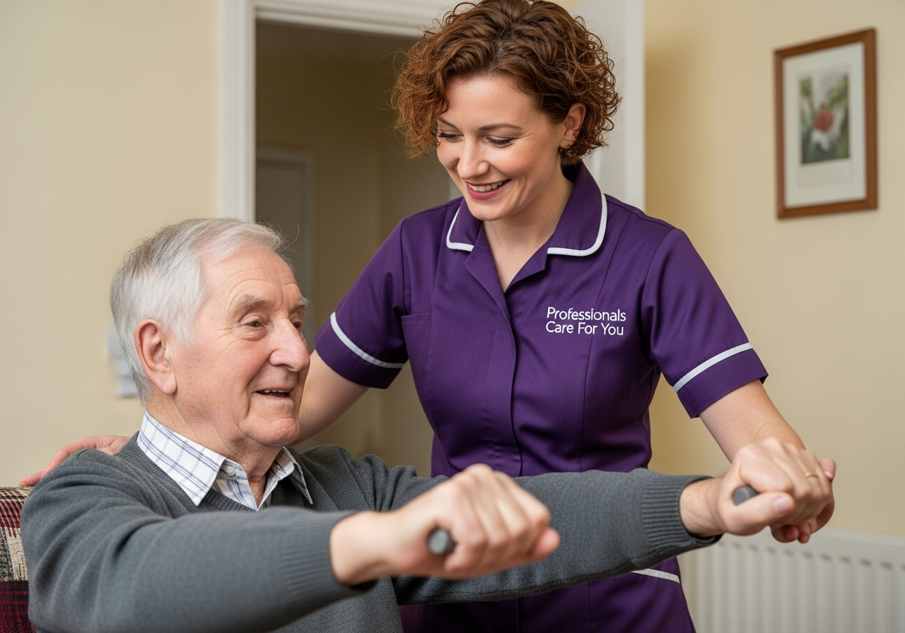 Black African male Professionals Care For You carer arriving at a client's Norfolk home on a bright morning — a day in the life of a home carer in King's Lynn